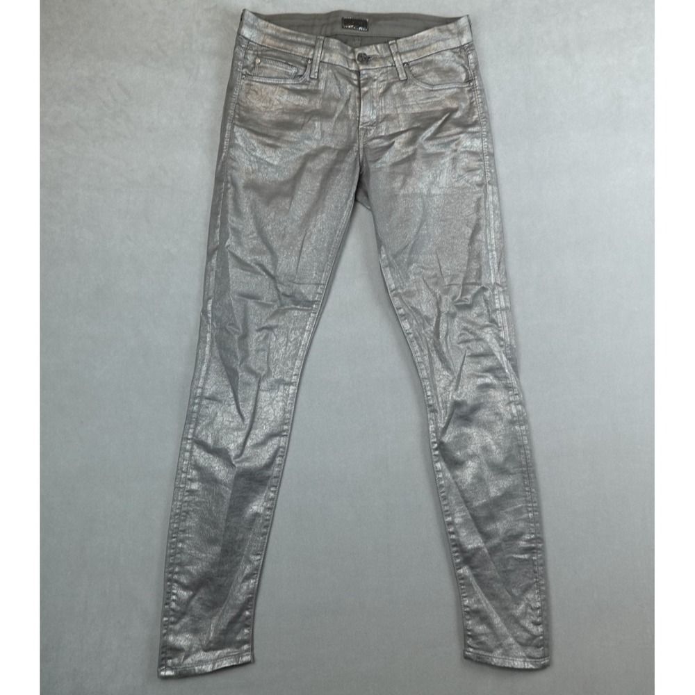 MOTHER Jeans The Looker Disturbing The Peace Gunmetal Metallic Coated Size 26x28